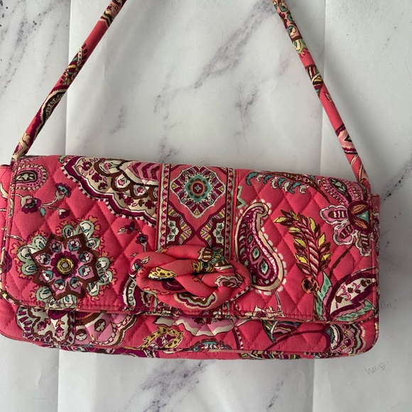 VERA BRADLEY - PINK/MULTICOLOR PAISLEY SHOULDER BAG PURSE - Picture 3 of 8